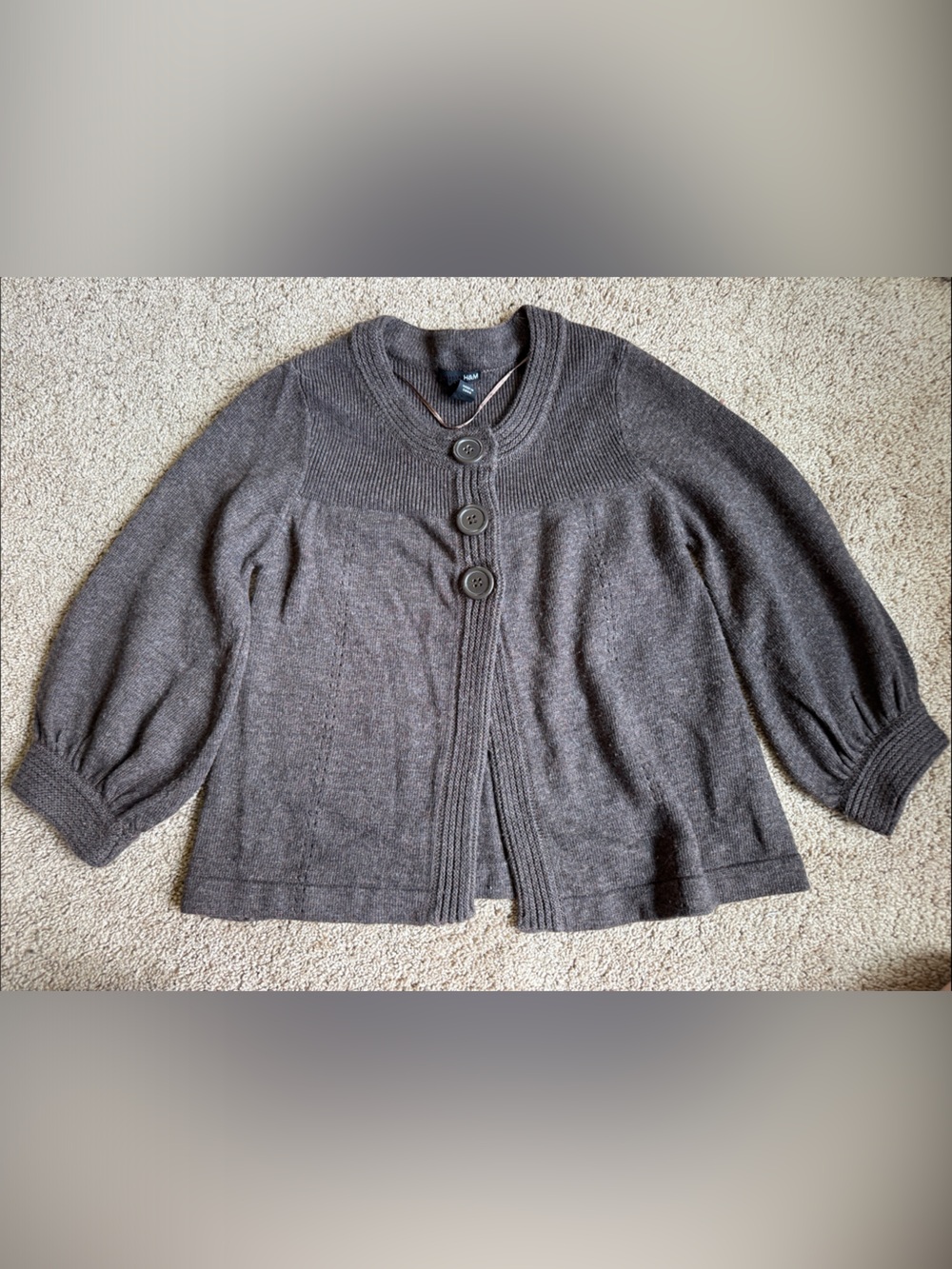 H&M Brown Button-Front Knit Cardigan